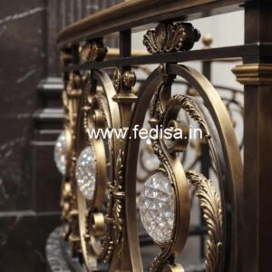 Premium Brass Crystal Railing with Glass CR-4712