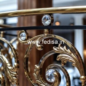 Elegant Brass Crystal Railings with Marble CR-4722