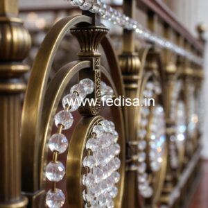 Luxury Brass Crystal Railings with Glass Panels CR-4733