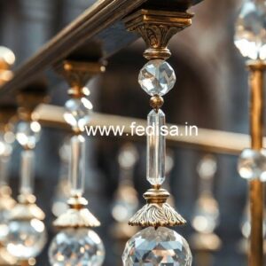 Designer Brass Crystal Railings with Glass CR-4770