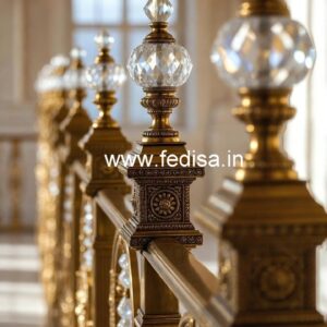 Elegant Brass Crystal Railing Designs for Villas CR-4783