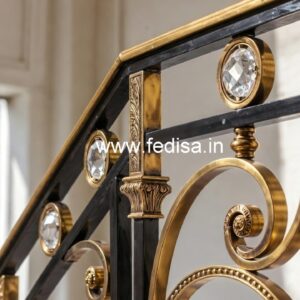 Elegant Brass Crystal Railings with Glass CR-4789