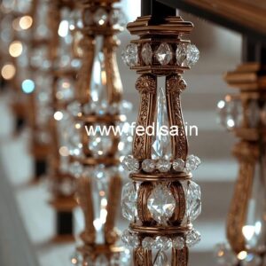 Elegant Brass Crystal Stair Railing Designs CR-4866