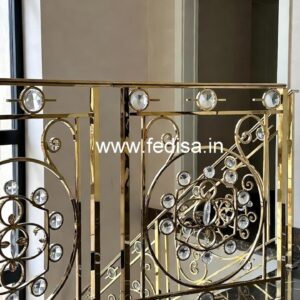Elegant Staircase Brass Crystal Railings CR-4891