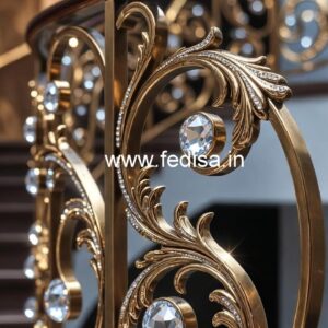 Golden Brass Crystal Railing Designs CR-4899