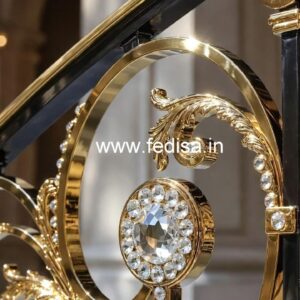 Designer Stair Railings with Brass Crystal CR-4935