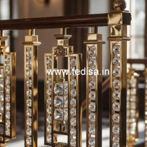 Golden Finish Brass Crystal Stair Railings CR-4976