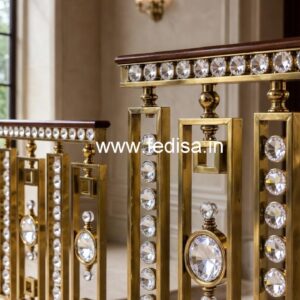 Luxury Staircase with Brass Crystal Railing CR-4981