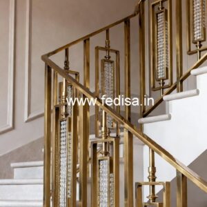 Stylish Brass Crystal Railings with Glass CR-4990