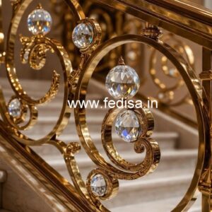 Premium Brass Crystal Railing with Glass CR-5016