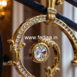 Luxury Brass Crystal Railings with Glass Panels CR-5037