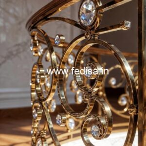 Designer Brass Crystal Railings with Glass CR-5074