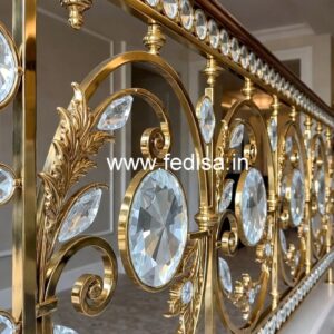 Designer Staircase with Brass Crystal Railing CR-5183