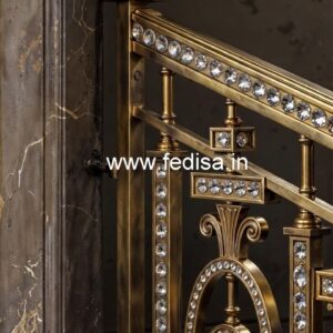 Brass Crystal Railing with Marble Stairs CR-5244