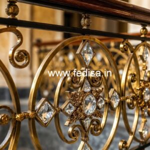 Golden Finish Brass Crystal Stair Railings CR-5280