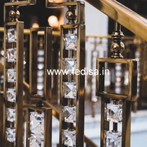 Elegant Brass Crystal Railings with Marble CR-5330