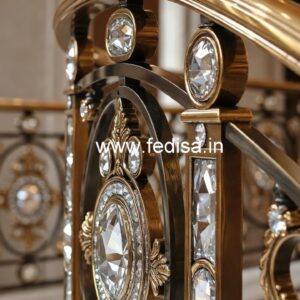 Designer Brass Crystal Railings for Apartments CR-5342