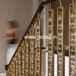 Elegant Brass Crystal Railings with Glass CR-5397