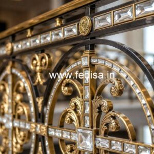 Stylish Brass Crystal Railings with Glass CR-5598