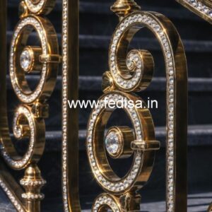 Premium Brass Crystal Railing with Glass CR-5624