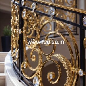 Elegant Brass Crystal Railings for Apartments CR-5629