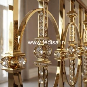 Elegant Brass Crystal Railings with Marble CR-5634