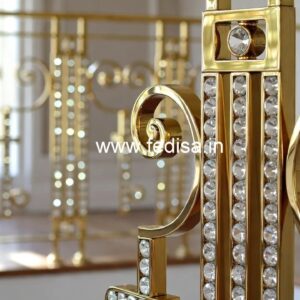 Luxury Staircase Ideas with Brass Crystal Railing CR-5797
