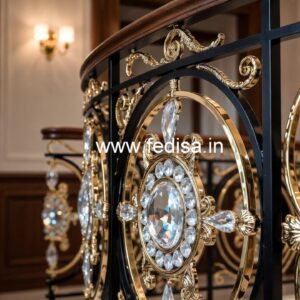 Elegant Luxury Stair Railings Brass Crystal CR-5870