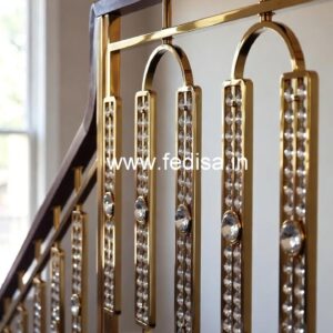 Golden Finish Brass Crystal Stair Railings CR-5888