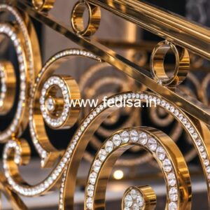Luxury Staircase with Brass Crystal Railing CR-5893