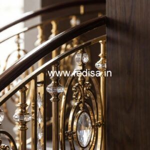 Stylish Brass Crystal Railings with Glass CR-5902