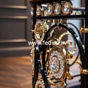 Elegant Stair Railings with Brass Crystal CR-5913