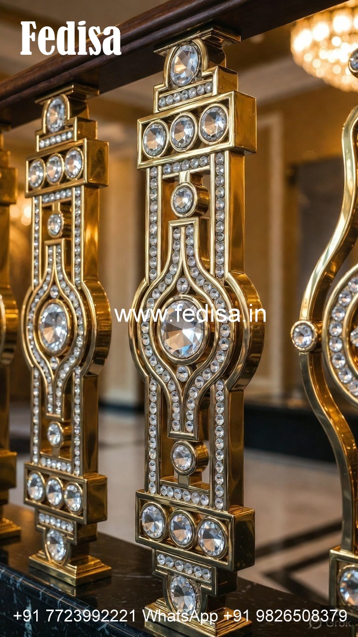 Elegant Brass Crystal Railings for Apartments CR-5933