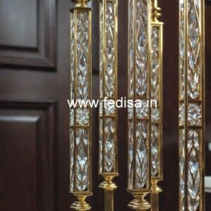 Luxury Brass Crystal Railings with Glass Panels CR-5949