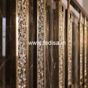Designer Brass Crystal Railings with Glass CR-5986