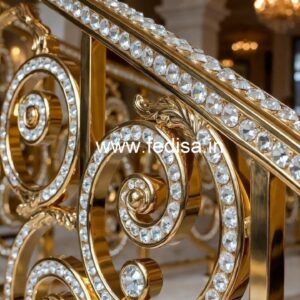 Elegant Brass Crystal Railing Designs for Villas CR-5999