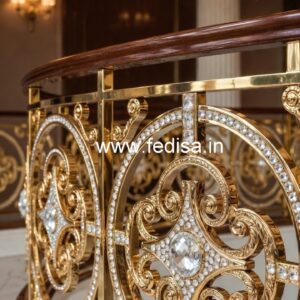 Elegant Brass Crystal Railings for Grand Staircases CR-6074