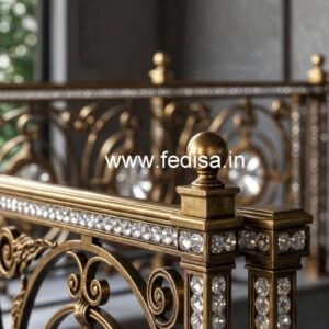 Designer Staircase with Brass Crystal Railing CR-6095