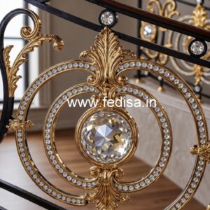 Stylish Staircase Brass Crystal Designs CR-6130