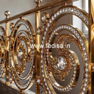 Premium Staircase Crystal Brass Railings CR-6135