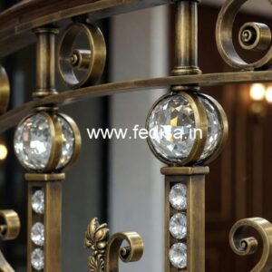 Designer Stair Railings with Brass Crystal CR-6151