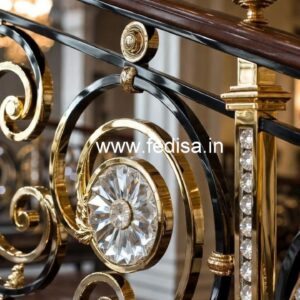 Luxury Home Staircase Brass Crystal Railings CR-6163