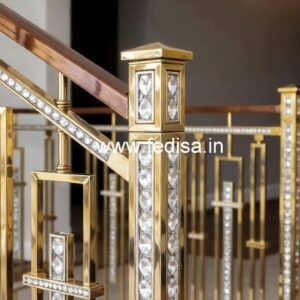 Luxury Brass Crystal Railing with Glass CR-6167
