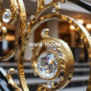 Elegant Brass Crystal Railing with LED Lighting CR-6182