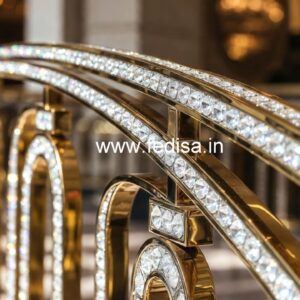 Golden Finish Brass Crystal Stair Railings CR-6192