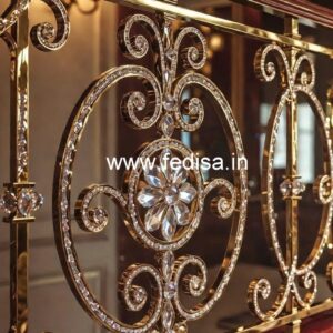 Stylish Brass Crystal Railings with Glass CR-6206
