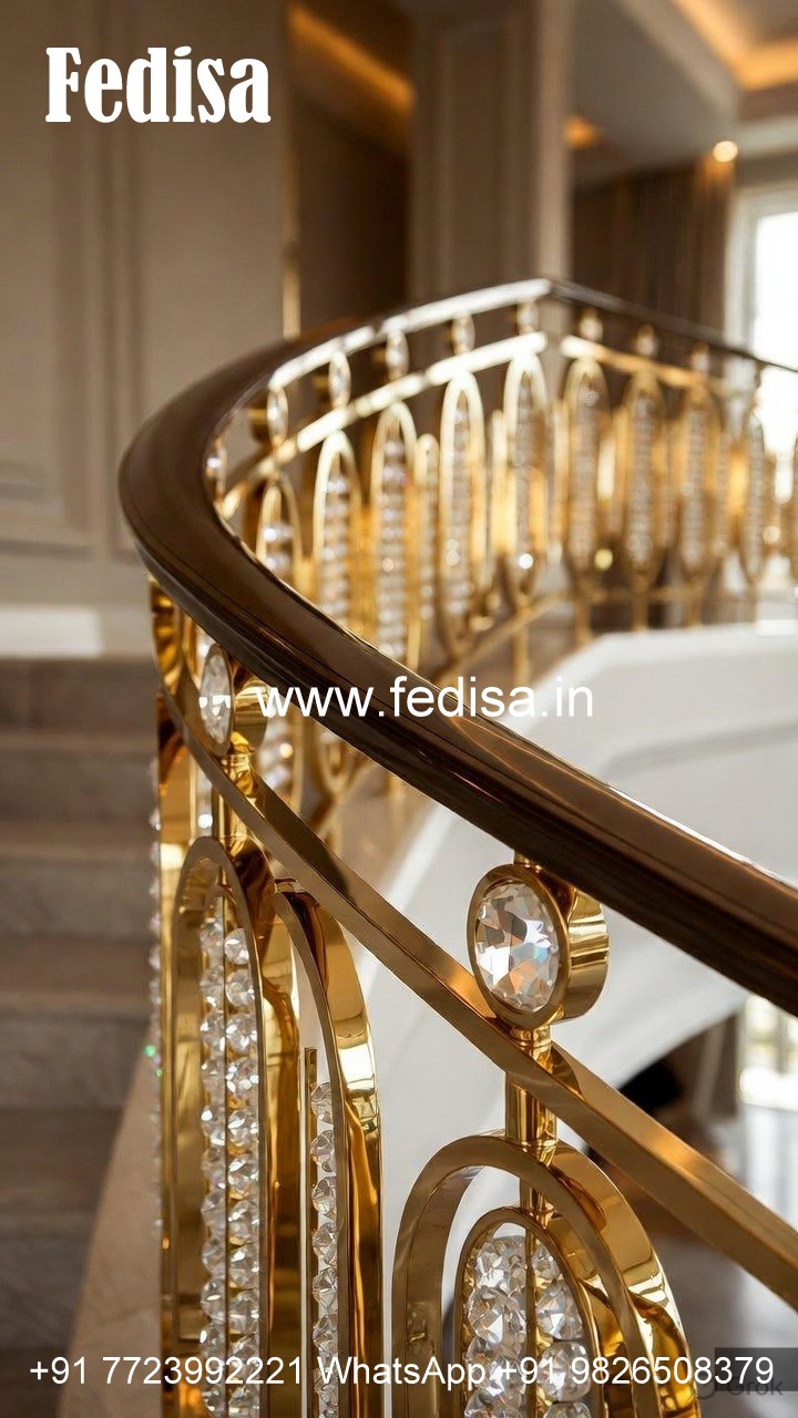 Stylish Brass Crystal Railings for Duplex Homes CR-6257