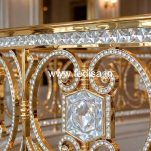 Designer Brass Crystal Railings with Glass CR-6290