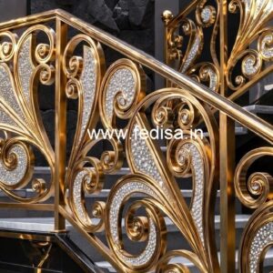 Elegant Brass Crystal Railings with Glass CR-6309