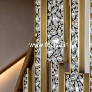 Elegant Brass Crystal Railings for Luxury Interiors CR-6344